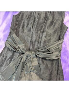 Vera Wang lavender label black dress with silk waist sash